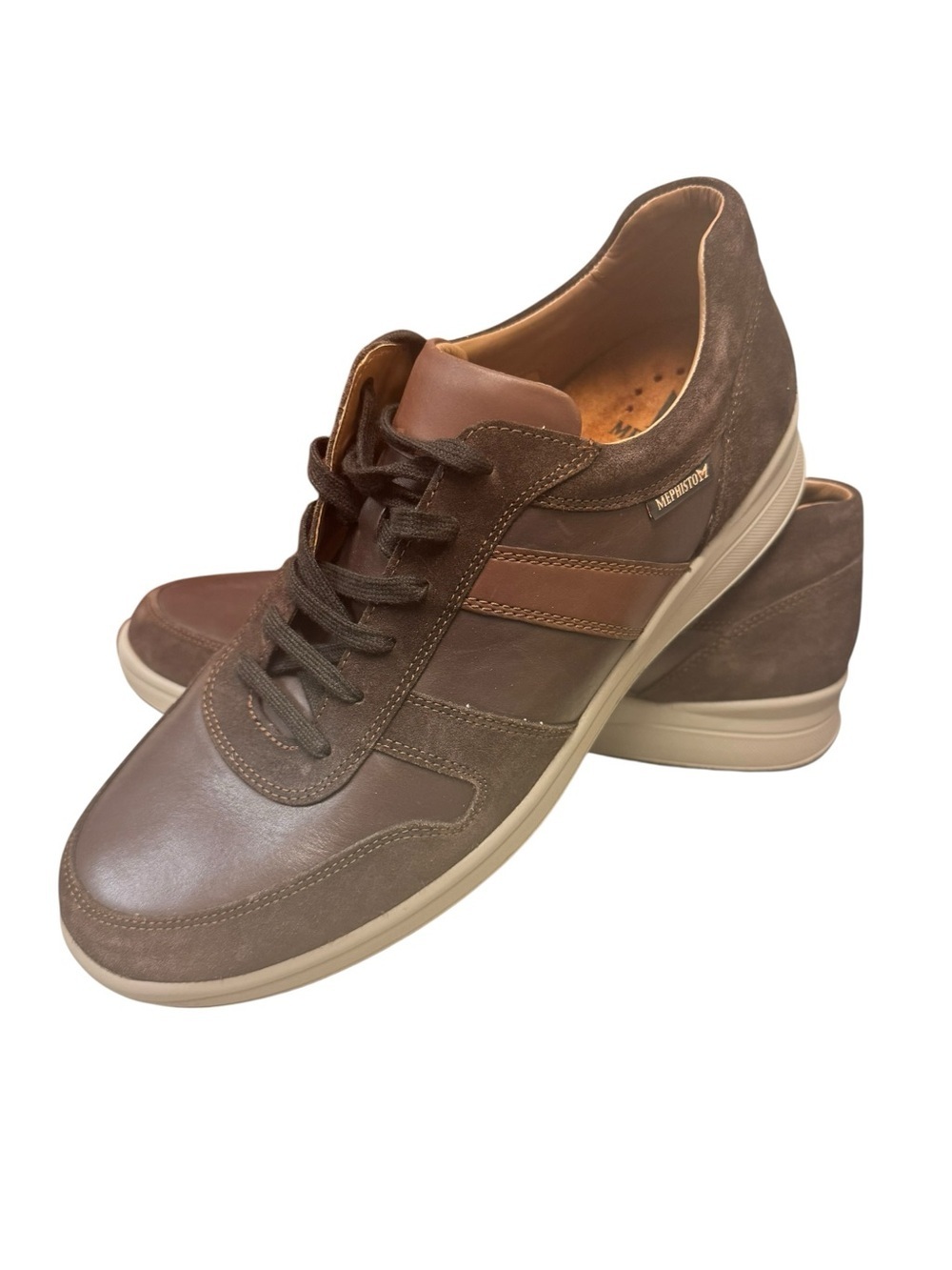 Mephisto Vito Men's Dark Brown and Tan Sneakers Sz 12 Leather and suede